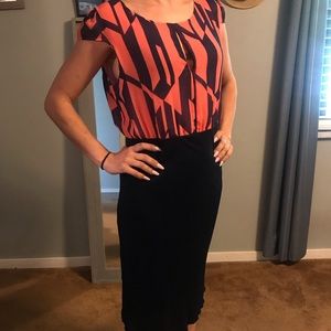 Abstract high-waisted midi dress